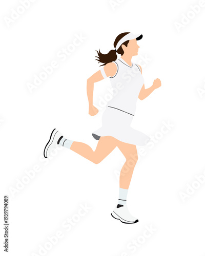 Flat vector people and illustration, woman with sporty tennis outfit