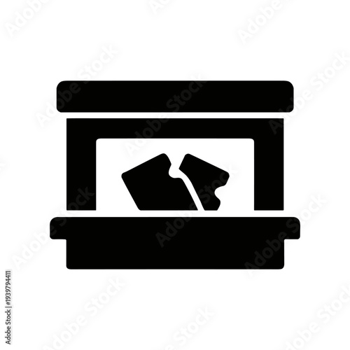 Cinema ticket booth icon solid black icon set vector illustration