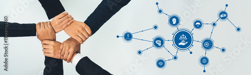 Картината върху платно A visually striking image showcasing hands coming together symbolizes collaboration and ethics in business