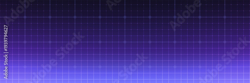 Abstract technology background. HUD with glowing grid, square nodes and purple blue gradient. Futuristic digital backdrop for data, innovation, interface or tech presentation. Vector Illustration.
