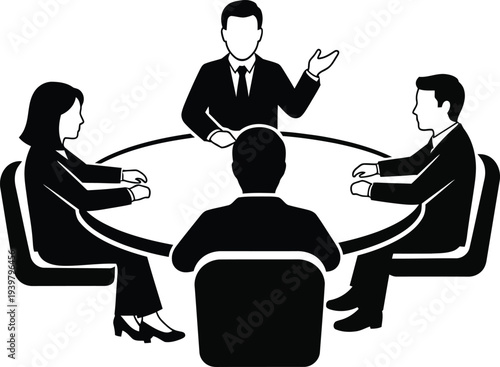 Business meeting with four people around a table