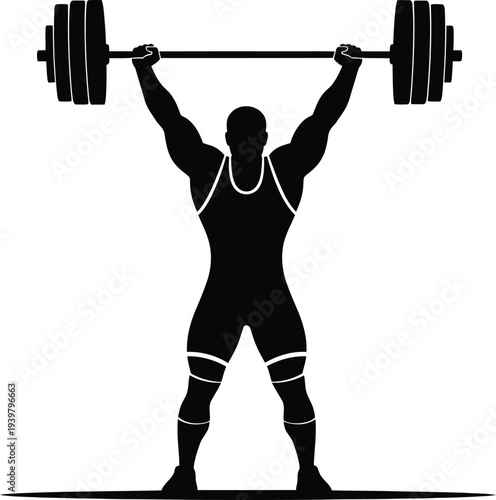 Weightlifter in action overhead lift