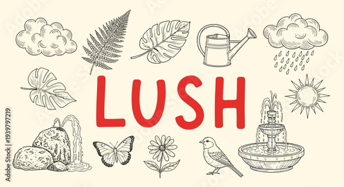 Lush Nature Green Leafy Environment Illustration.