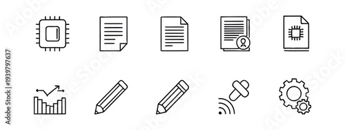 Collection of various writing and editing icons
