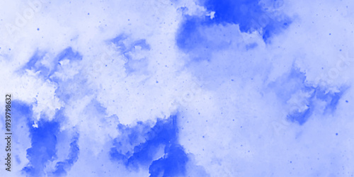 Abstract white and blue isolated cloud cumulus clouds. blue aquarelle painted realistic fog or mist smoky textured canvas design. White and ash messy wall stucco texture background.
