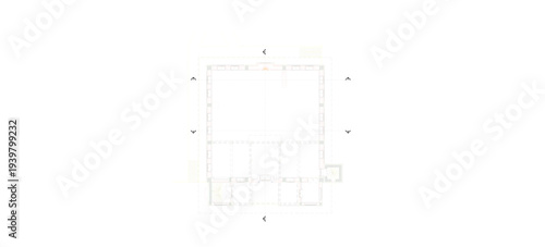 Vector sketch illustration silhouette design architectural details construction section view facade site plan of place of worship mosque and church with tower with interior and scale size classic vint