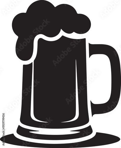 Classic Stout Beer Mug with Frothy Head Icon for Pubs and Breweries