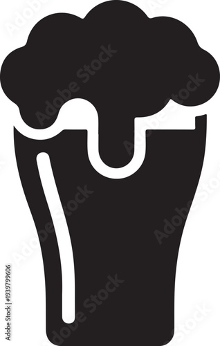 Elegant Pint Glass Filled with Foamy Beer for Refreshing Beverage Icons