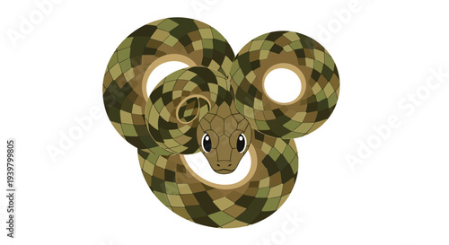 Snake Vector Illustration, Camouflage Style Graphic, Wildlife Design for Nature Concepts
