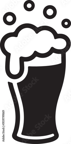 Refreshing Pilsner Beer Glass with Frothy Foam and Effervescent Bubbles for Celebratory Drinks