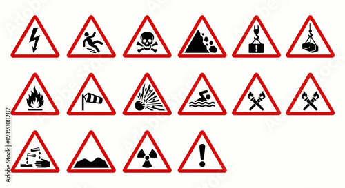 Solid black icons for trail orientation and park wayfinding. Hiking paths, scenic viewpoints, and navigation tools collection. Vector illustration for travel maps, national park apps, and outdoor adve