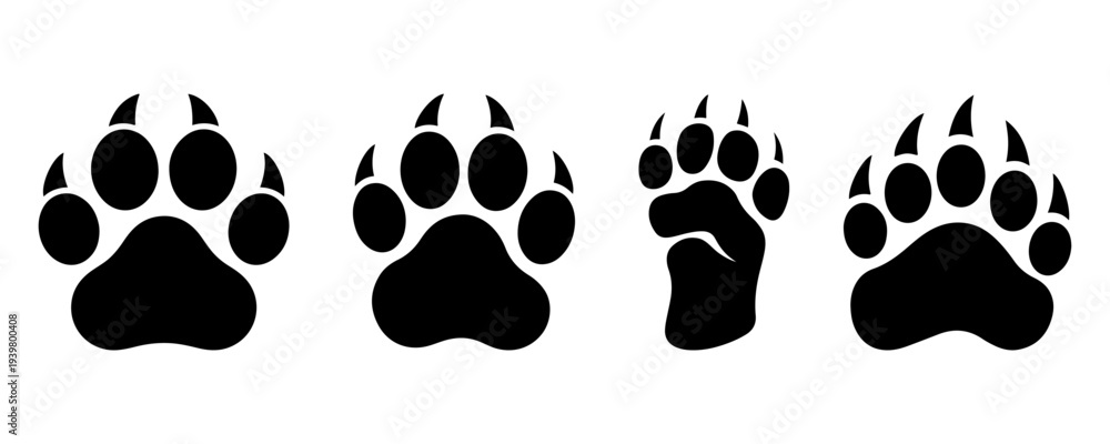 Fototapeta premium Animal paw solid icon vector