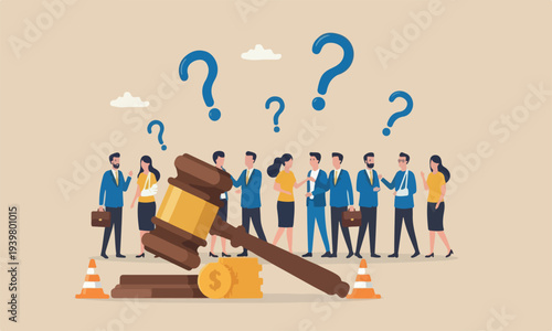  Workers injured or law to compensate payment concept, justice gavel with dollar money symbol and accident pylons.