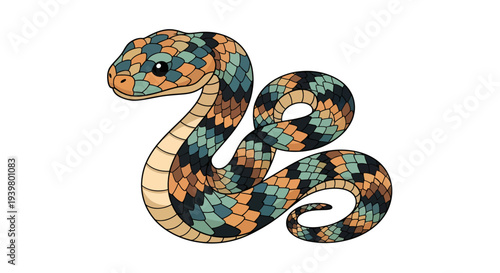 Snake Vector Illustration, Colorful Cartoon Style Graphic for Nature, Wildlife, and Design Projects