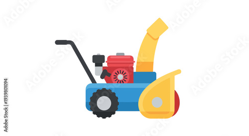 Snowblower Vector Illustration, Flat Design, for Winter Season, Snow Removal, Machine