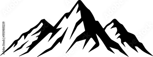 Detailed Three Peak Mountain Ridge Silhouette for Mountaineering Equipment and Extreme Sports Logos
