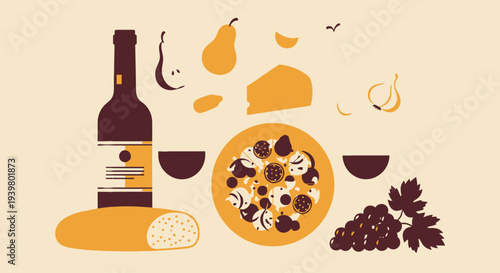 Wine and Cheese Tasting Illustration