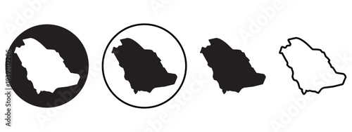 Saudi Arabia country map sign symbol icon set