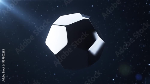 Abstract geometric object floating in space with light effects