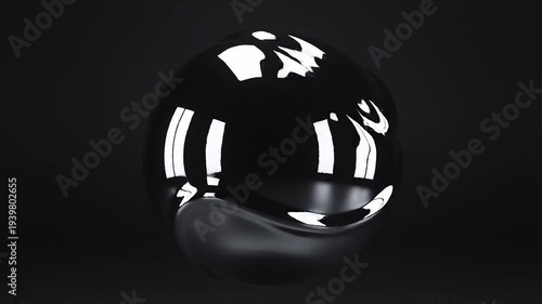 Abstract glossy sphere on black background for creative visuals