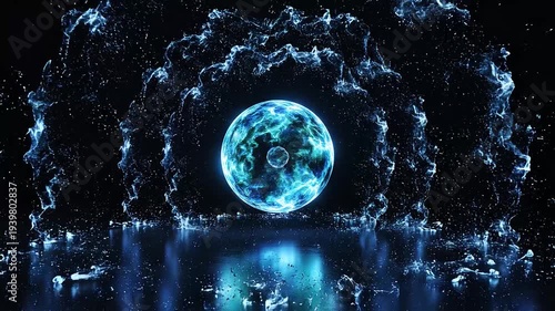 Abstract glowing energy cell animation on black background