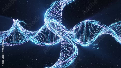 Abstract glowing dna strand helix molecular structure science concept