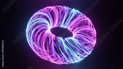 Abstract glowing torus shape against black background for digital design