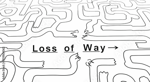Loss of Way Concept with Abstract Maze and Human Hands