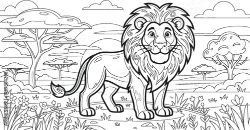 hand drawn illustration of a lion