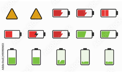 Free Download battery icons set Battery Charge Level Indicator Icons Set Empty to Full Battery Vector - GFXLoad