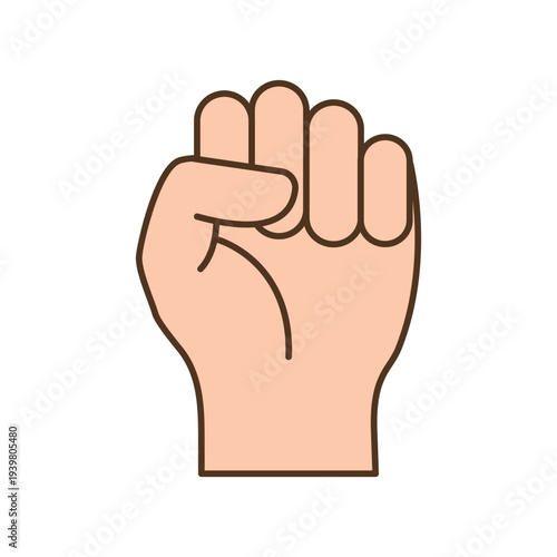 Raised Fist Power Colored Hand Gesture Icon Strength Unity Protest Symbol