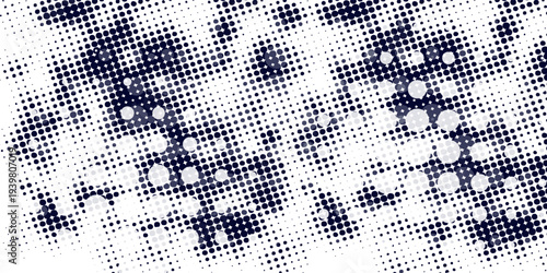 Dots halftone white \u0026 blue color pattern gradient grunge texture background. Dots pop art comics sport style vector illustration