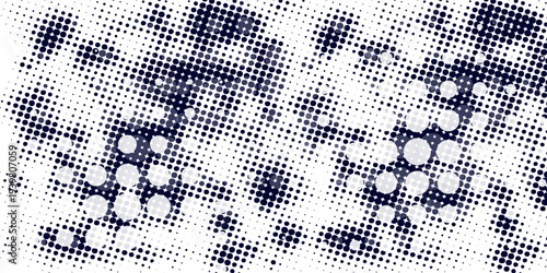 Dots halftone white \u0026 blue color pattern gradient grunge texture background. Dots pop art comics sport style vector illustration