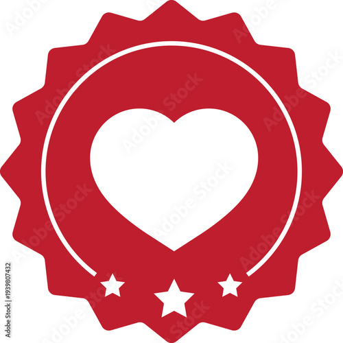 Heart Icon with Stars on a Red Badge