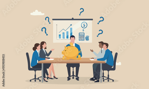 : Stock market, teams together bank illustration is modern, flat design with clean lines and minimal shading like miracle concept, businessman investment wizard using magic wand to make stock price ri