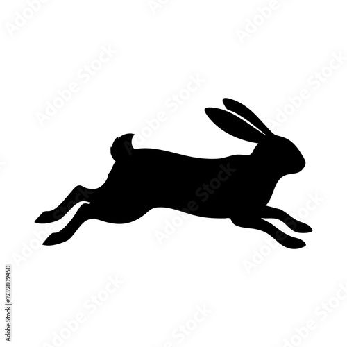 Running rabbit silhouette vector illustration