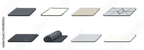 Plain mat color swatches and rolled sample on gray background