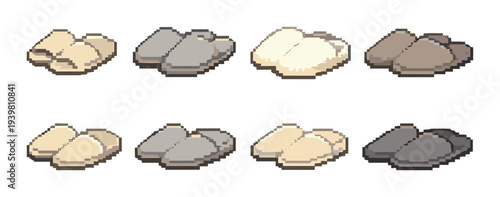 Monochrome slipper icons arranged in grid on gradient backdrop