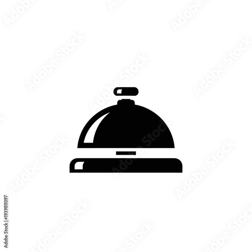 Sleek and classic black service bell icon, perfect for indicating reception, customer assistance, or a call for prompt hospitality service in a business setting