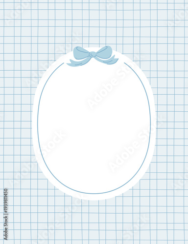 Frame With Bow On Grid Background