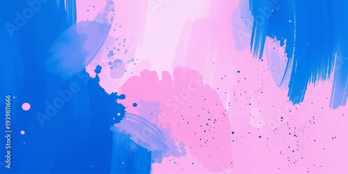 Abstract blue and yellow watercolor paint splash background with grunge texture and artistic ink stains