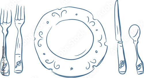 Table Setting Etiquette Sketch