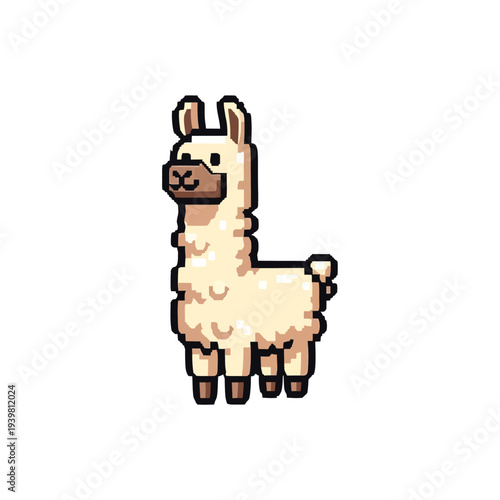 Pixel Art Llama Icon A Charming and Whimsical Graphic Representation of a Camelid