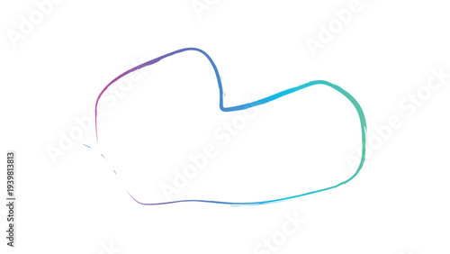 Abstract shape with smooth lines and modern gradient color changing from purple to teal