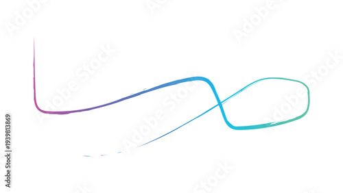 Abstract colorful brush stroke movement forming energetic loop and crossing lines on transparent background