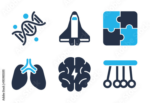 Biology and Space Exploration icon set. Solid glyph series icons
