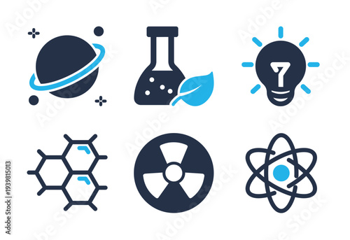 Basic Science and Physics icon set. Solid glyph series icons