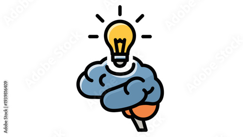 Light Bulb Brain Idea Icon Vector Illustration - Symbol of Innovation, Creativity, and Insight for Business and Education Concepts