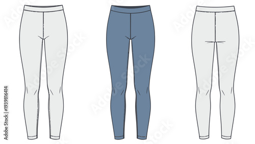 Leggings Product Template Mockup for Fashion Design and E-commerce, Flat Lay Vector Illustration with Copy Space