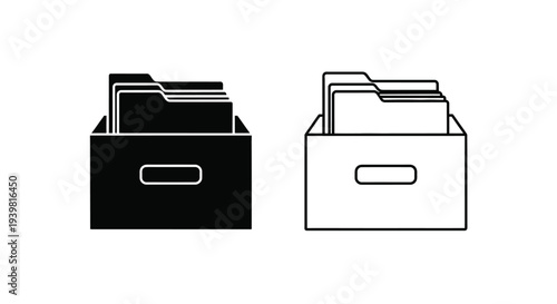 Modern file folders in cardboard boxes Vector